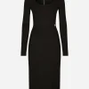 Milano rib calf-length dress with DG logo