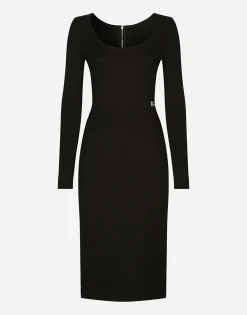 Milano rib calf-length dress with DG logo