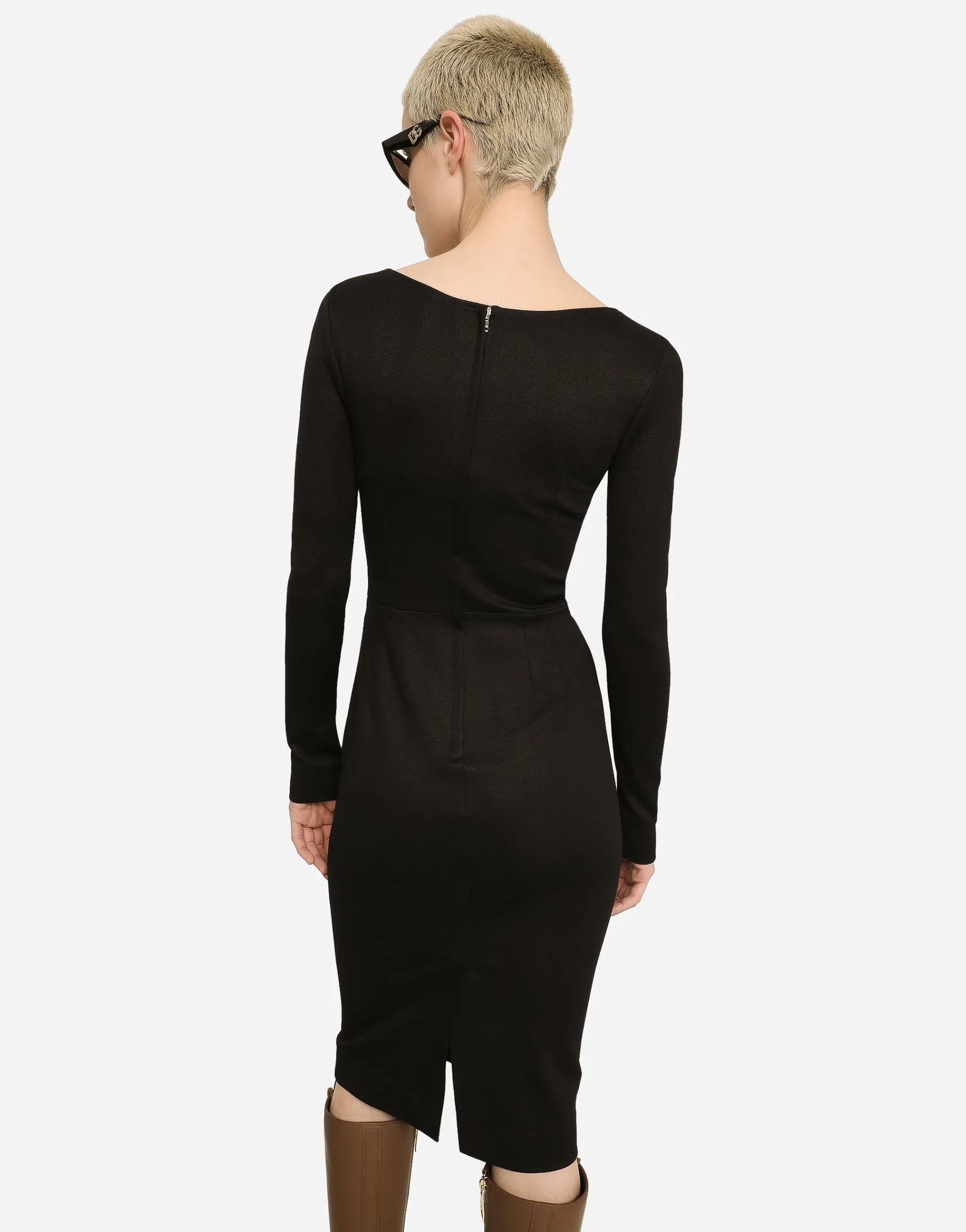 Milano rib calf-length dress with DG logo