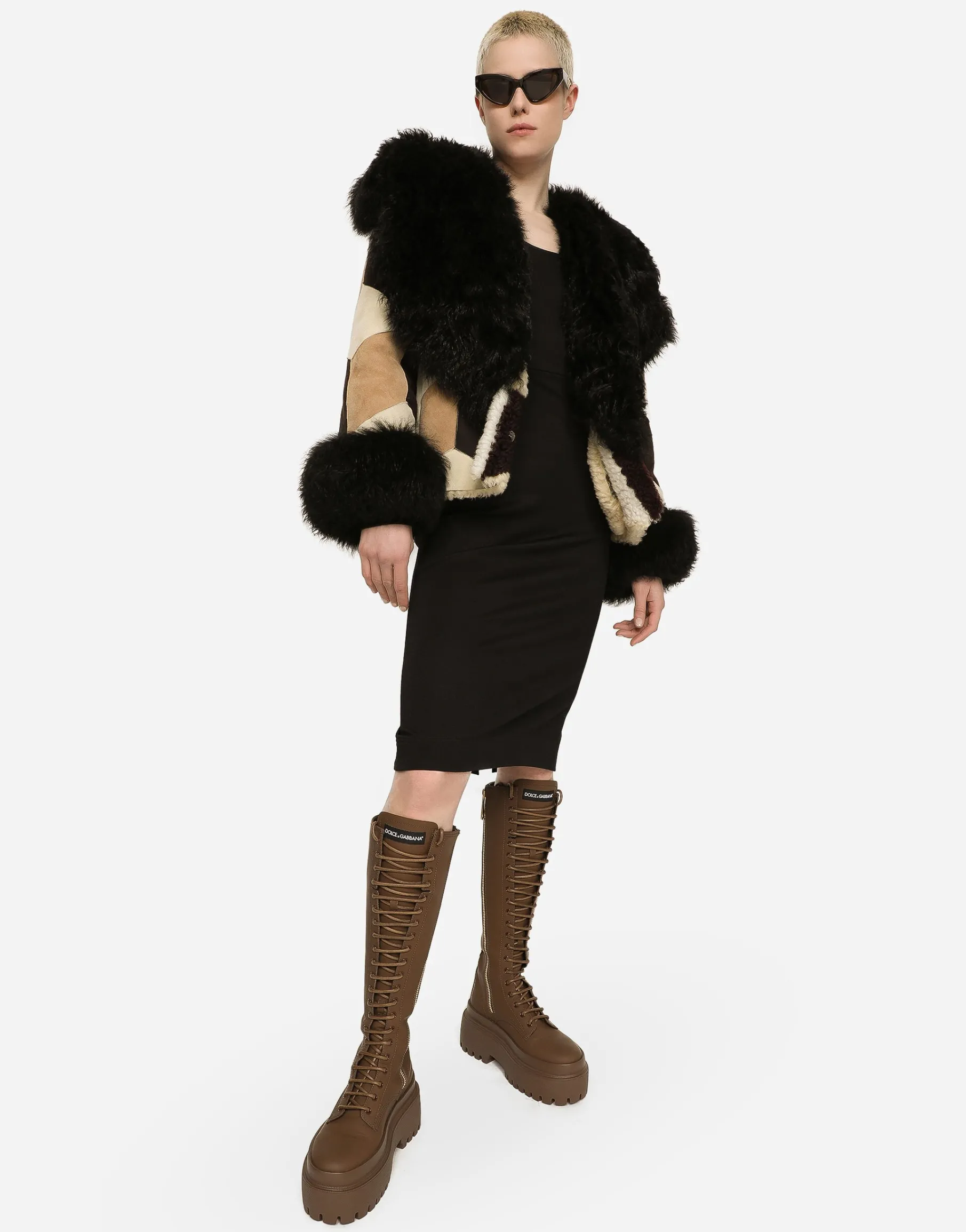 Milano rib calf-length dress with DG logo