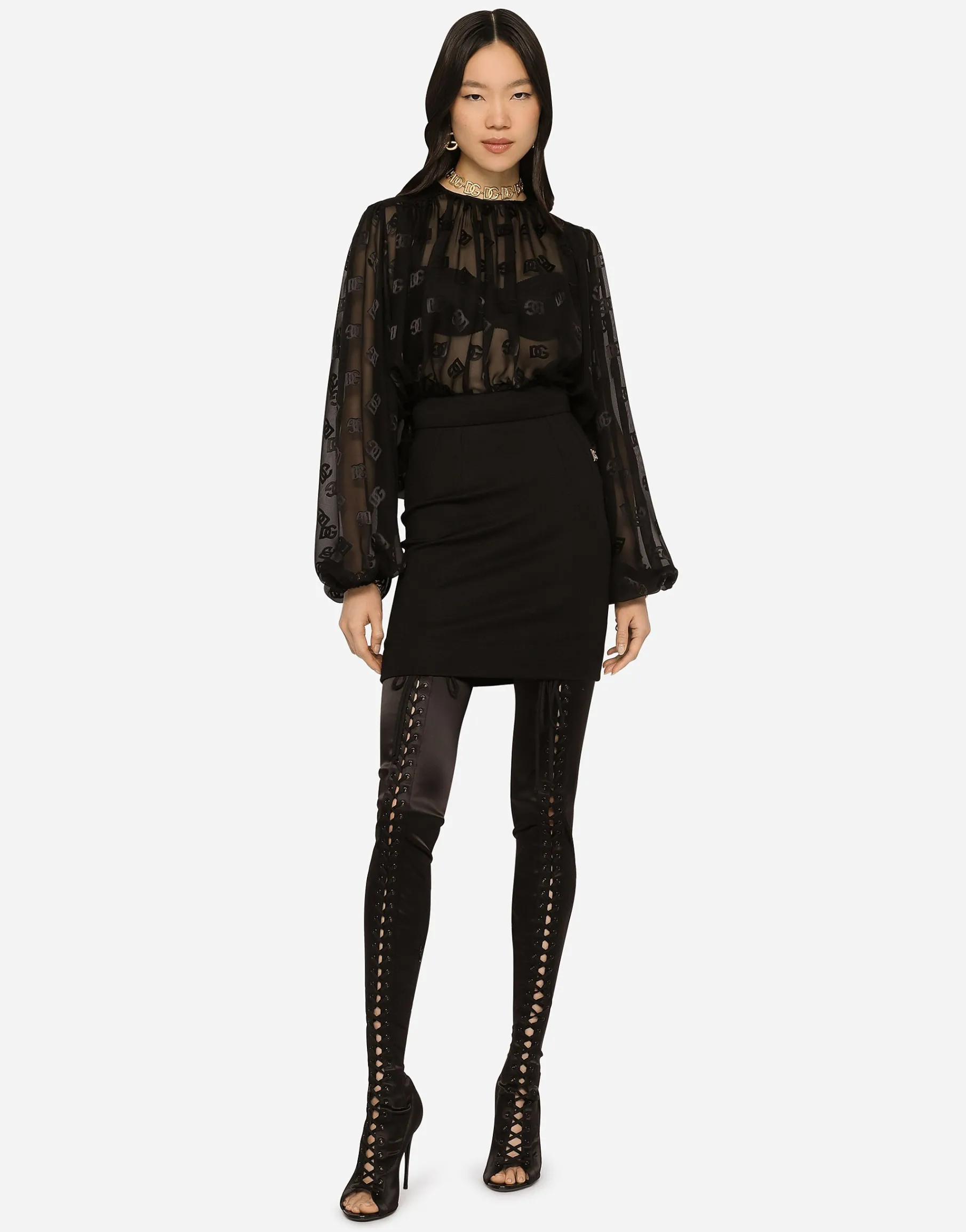 Milano rib miniskirt with DG logo
