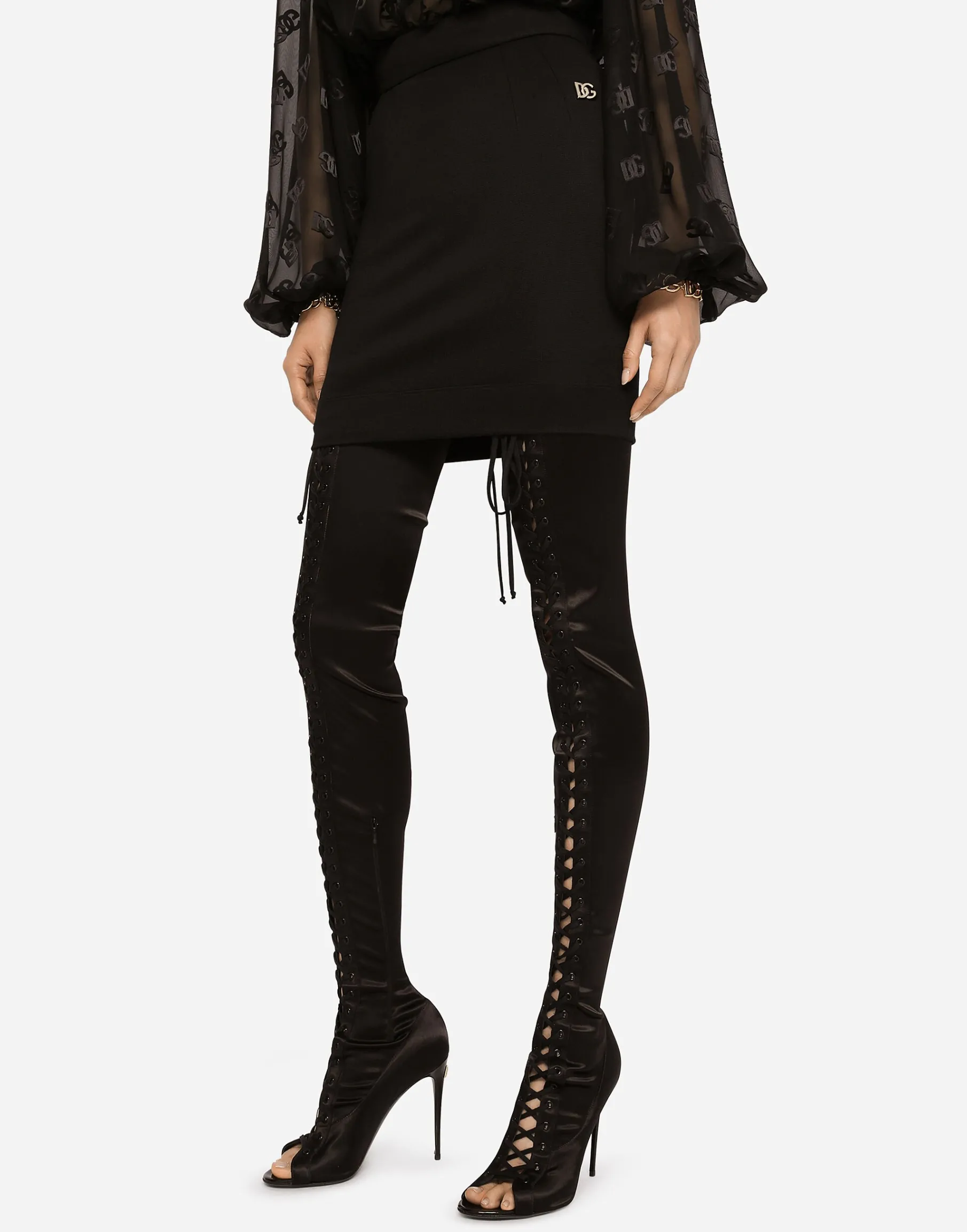 Milano rib miniskirt with DG logo