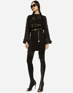 Milano rib miniskirt with DG logo