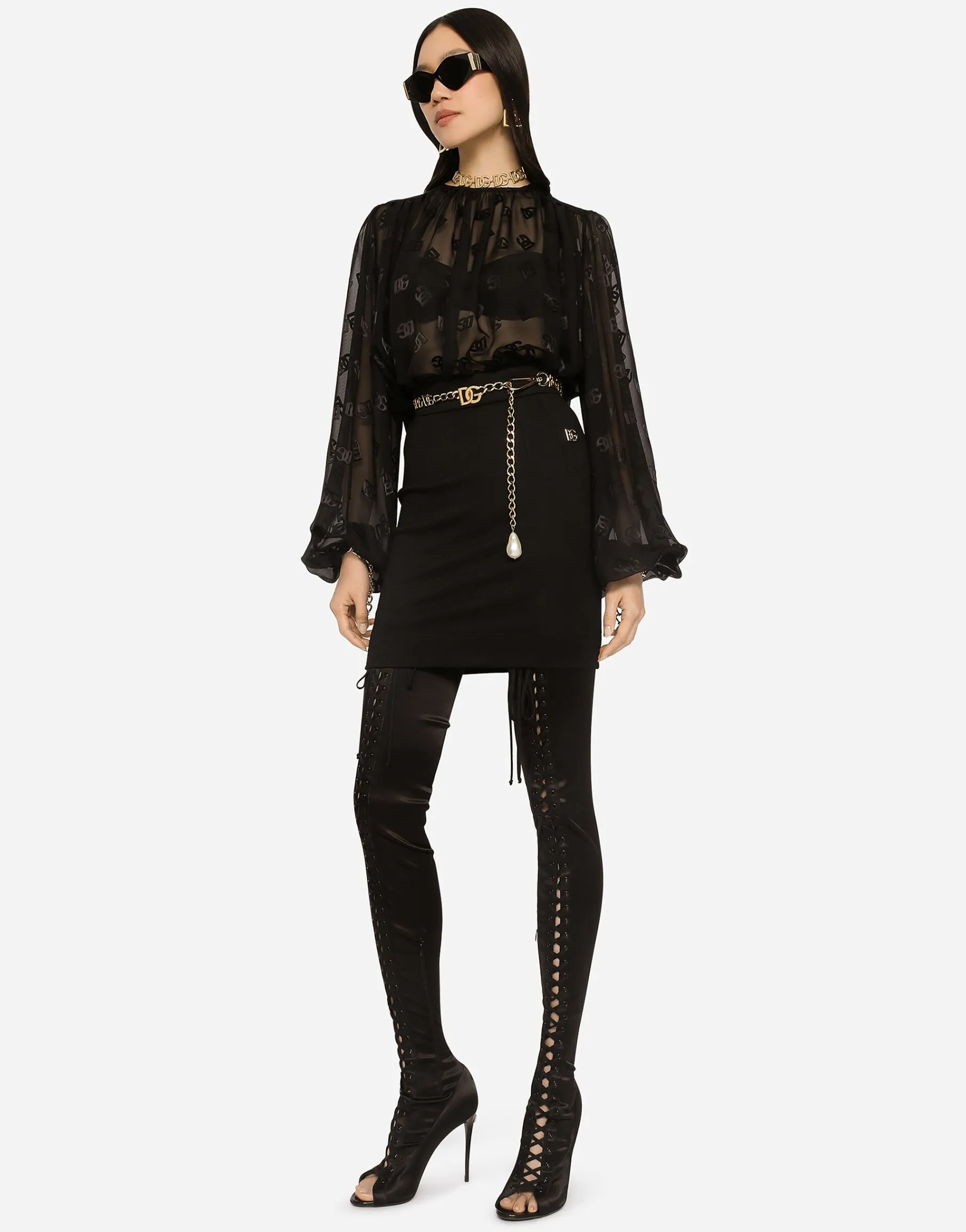 Milano rib miniskirt with DG logo