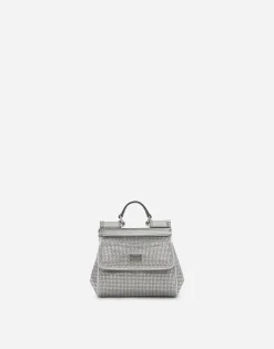 Mini satin Sicily bag with fusible rhinestones