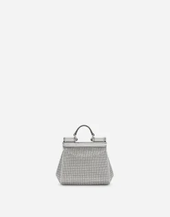Mini satin Sicily bag with fusible rhinestones
