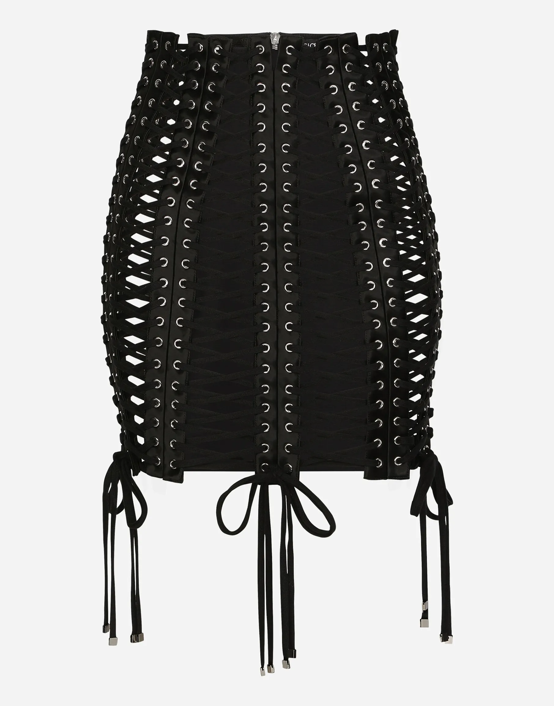 Miniskirt with laces and eyelets