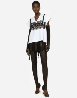 Miniskirt with laces and eyelets