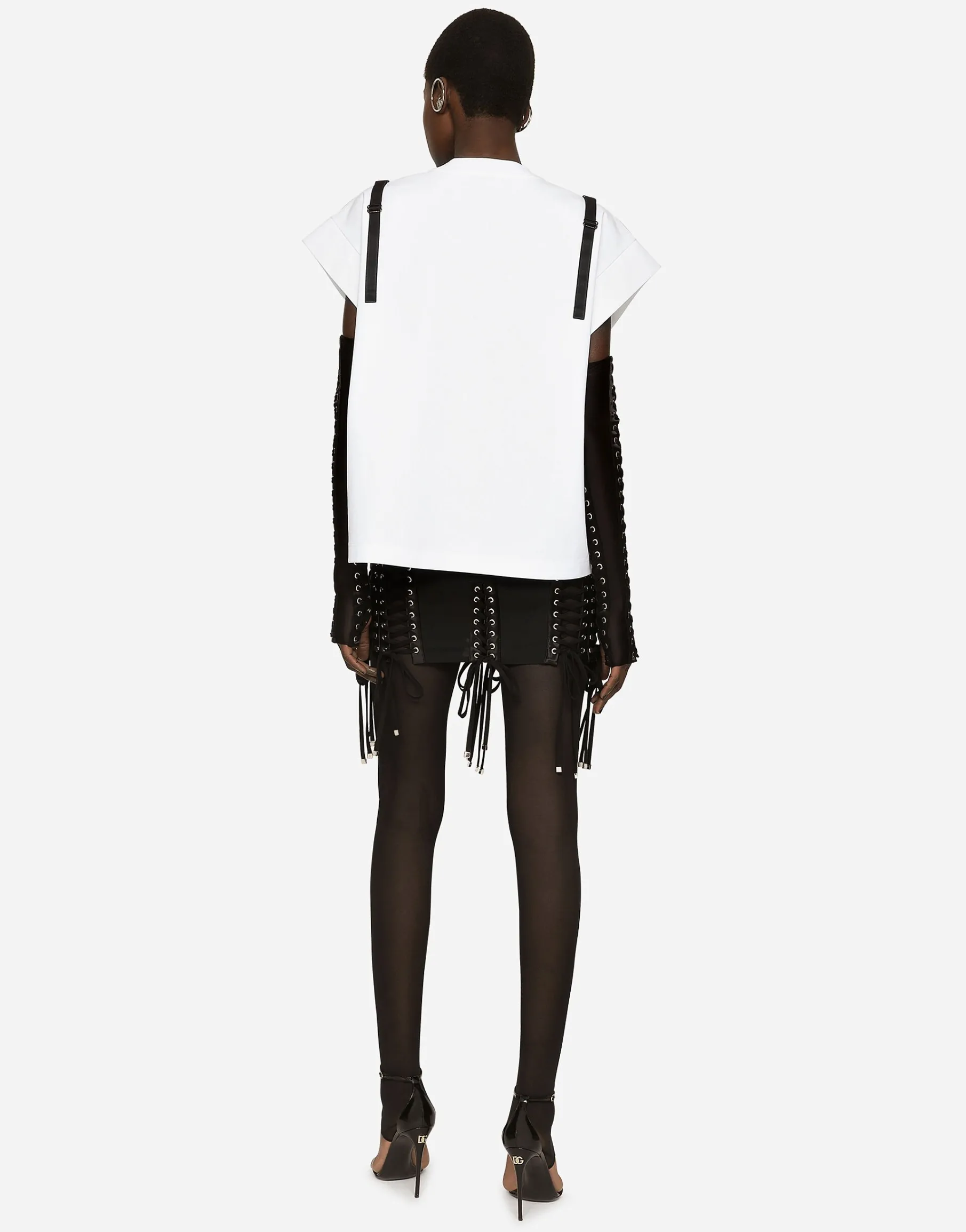 Miniskirt with laces and eyelets