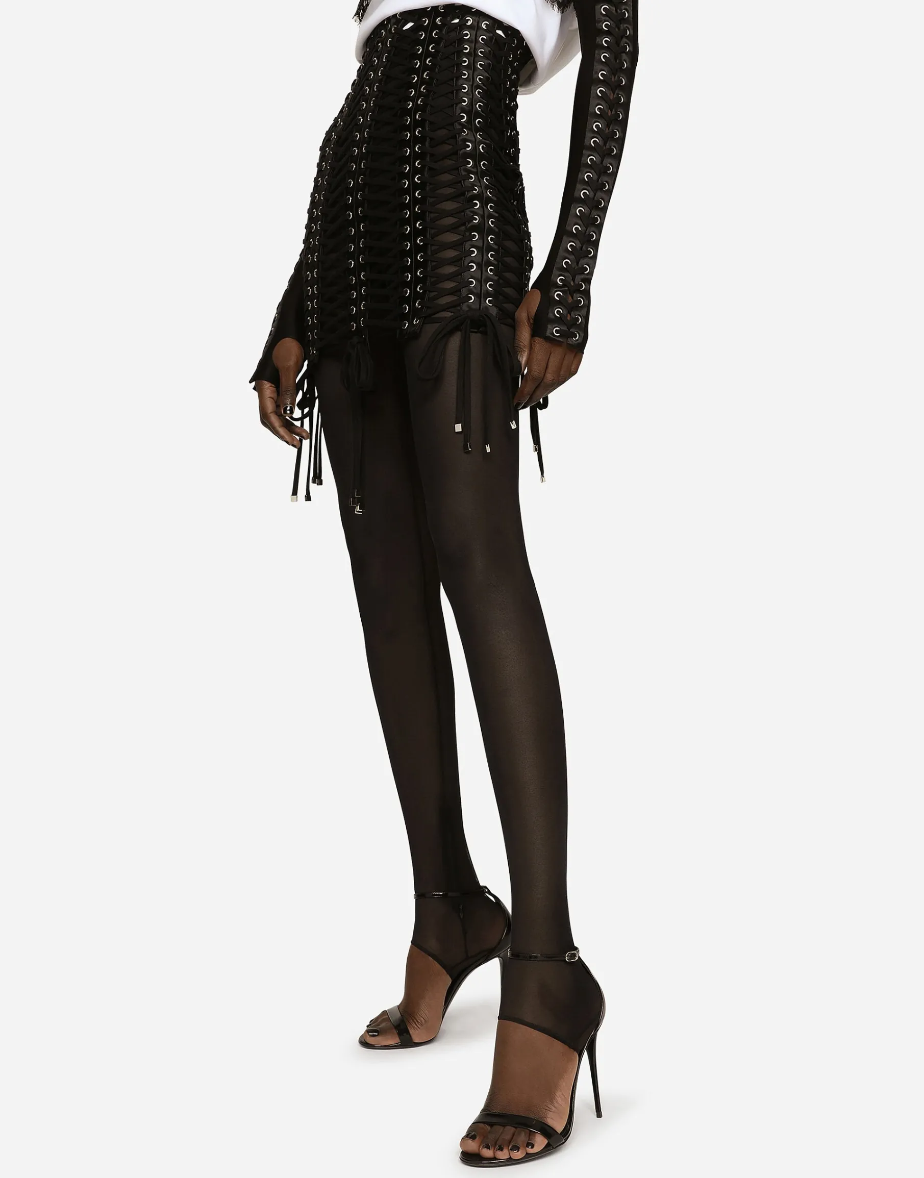 Miniskirt with laces and eyelets