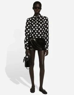 Miniskirt with micro-sequin embellishment