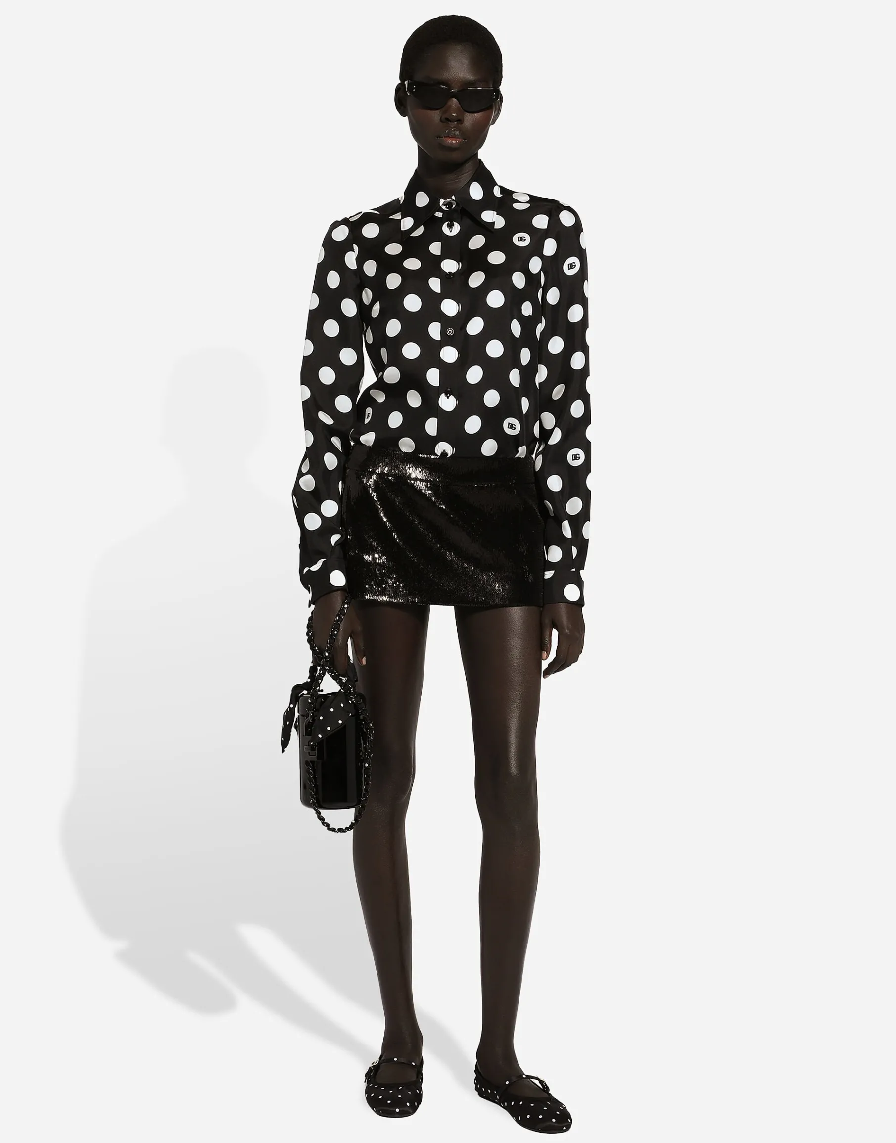 Miniskirt with micro-sequin embellishment