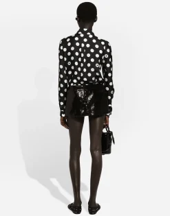 Miniskirt with micro-sequin embellishment