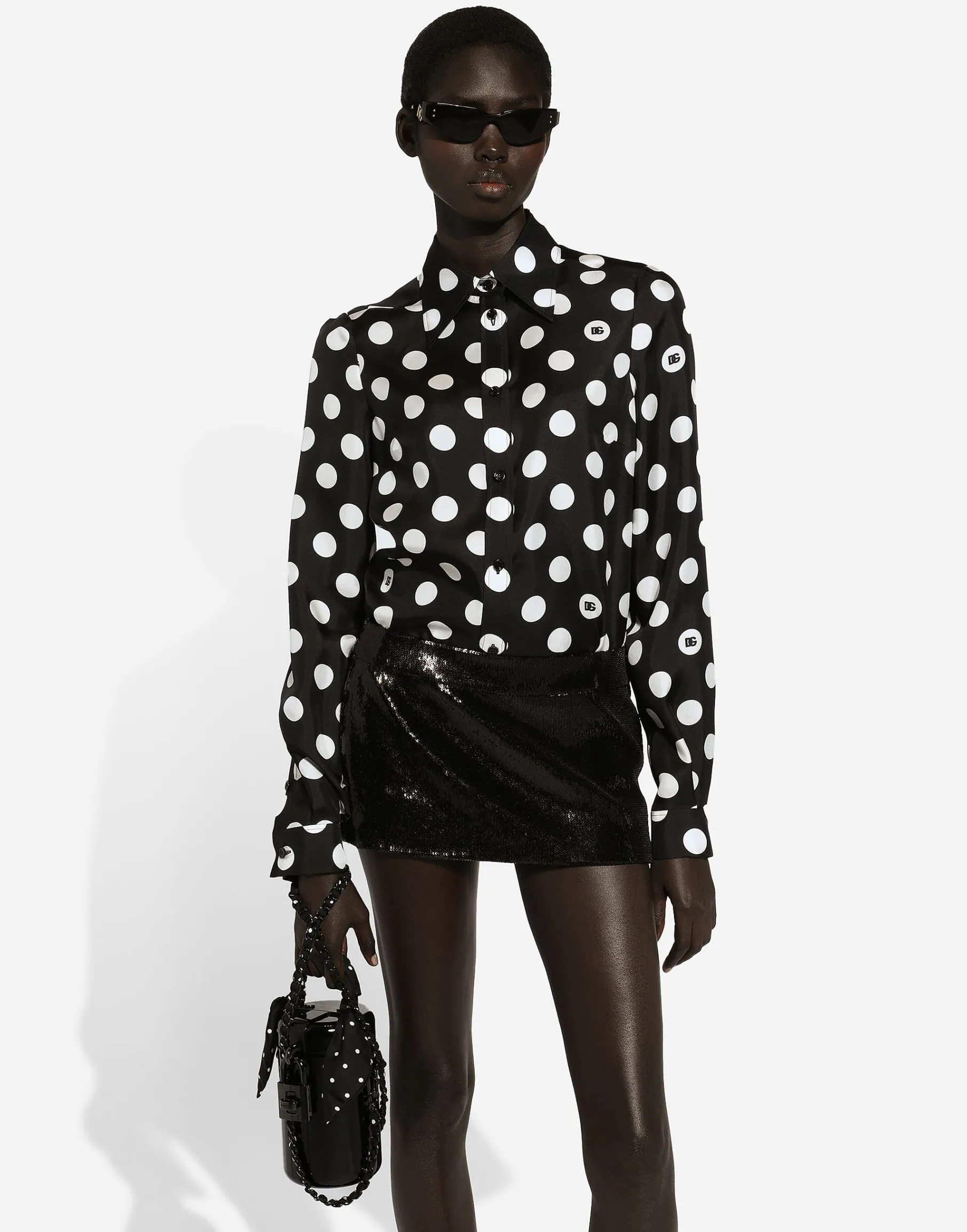 Miniskirt with micro-sequin embellishment