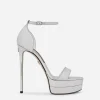 Mirrored-effect calfskin platform sandals