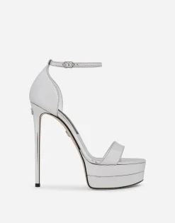 Mirrored-effect calfskin platform sandals