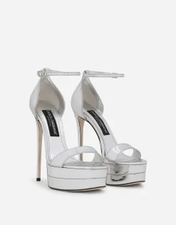 Mirrored-effect calfskin platform sandals