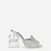Mules with fusible rhinestone detailing and 3.5 heel