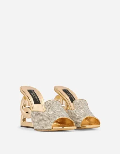 Mules with fusible rhinestone detailing and DG Pop heel