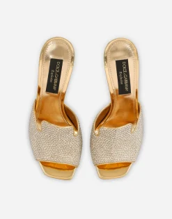 Mules with fusible rhinestone detailing and DG Pop heel