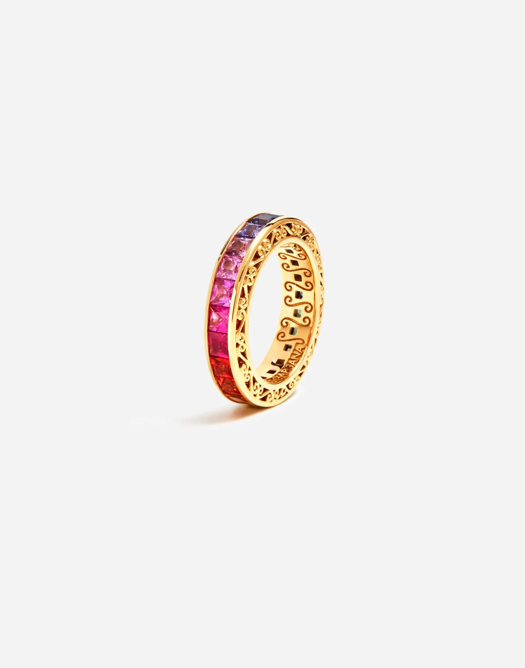 Multicolor sapphire wedding ring