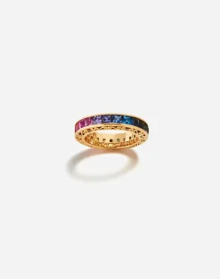 Multicolor sapphire wedding ring