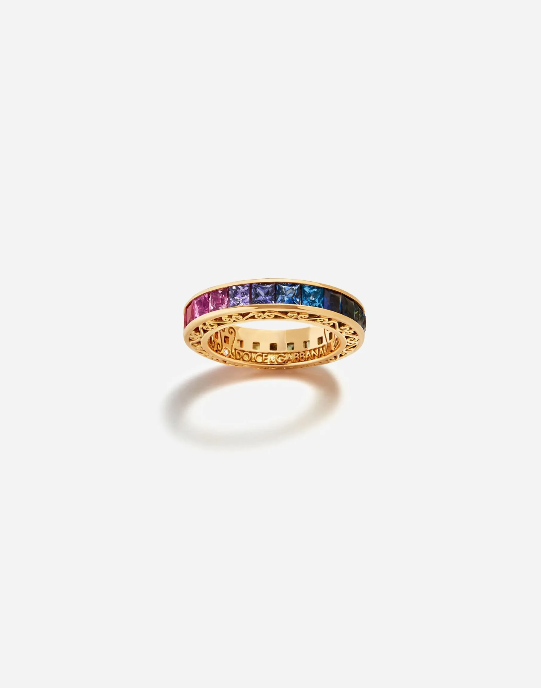 Multicolor sapphire wedding ring