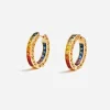 Multi-colored sapphire hoop earrings