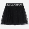 Multi-layered tulle miniskirt with branded elastic