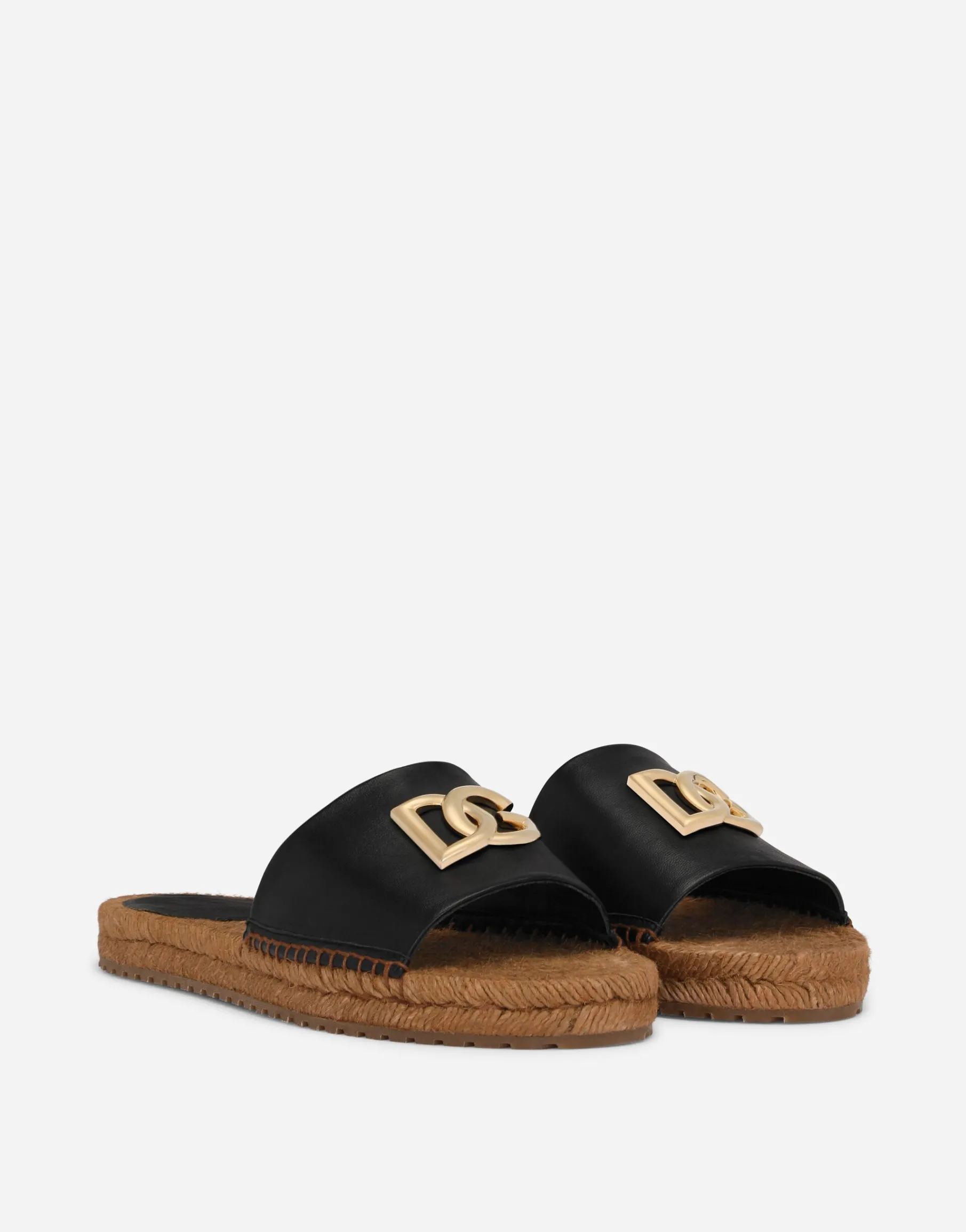 Nappa leather espadrille sliders with DG logo