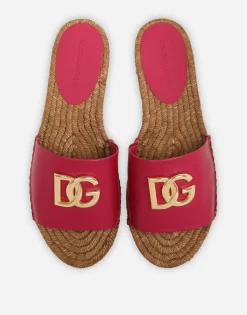 Nappa leather espadrille sliders with DG logo