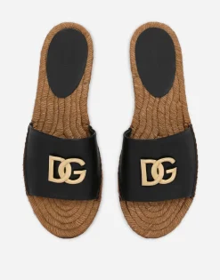 Nappa leather espadrille sliders with DG logo