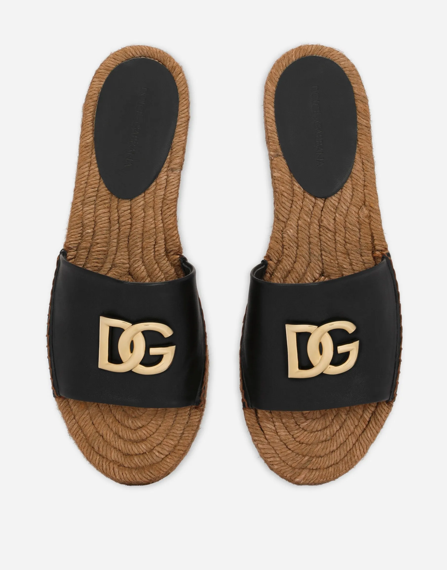 Nappa leather espadrille sliders with DG logo
