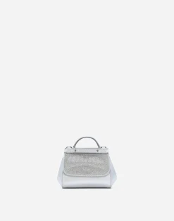 Nappa leather mini Sicily bag with fusible rhinestones