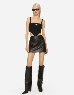 Nappa leather miniskirt