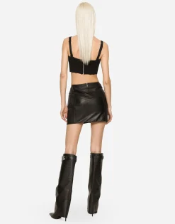 Nappa leather miniskirt