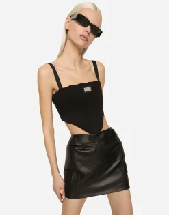 Nappa leather miniskirt