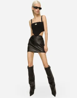 Nappa leather miniskirt