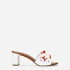 Nappa leather mules with coral embroidery