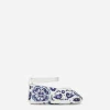 Nappa leather newborn ballet flats with majolica print
