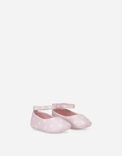 Nappa leather newborn ballet flats with DG-logo print