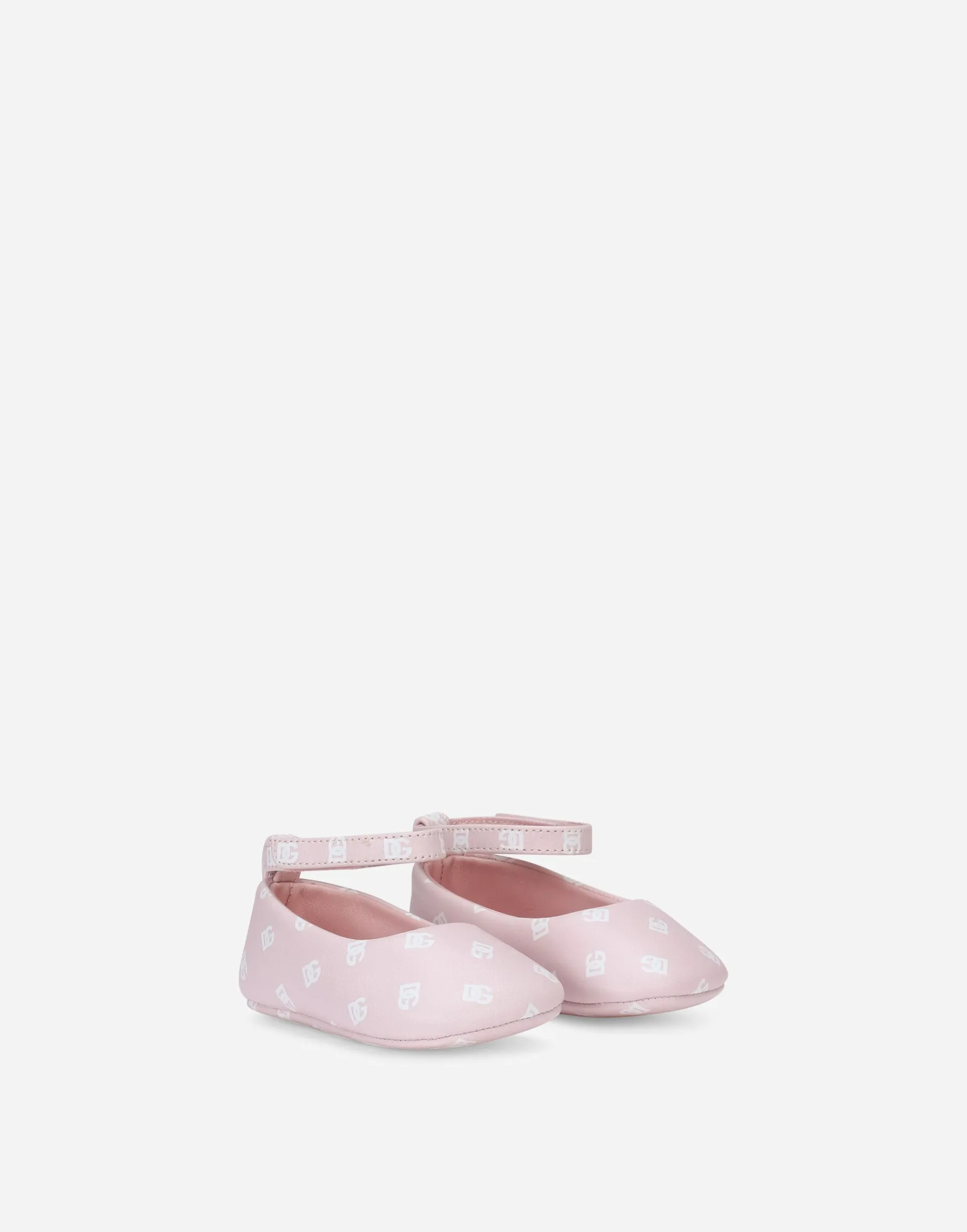 Nappa leather newborn ballet flats with DG-logo print