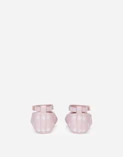Nappa leather newborn ballet flats with DG-logo print