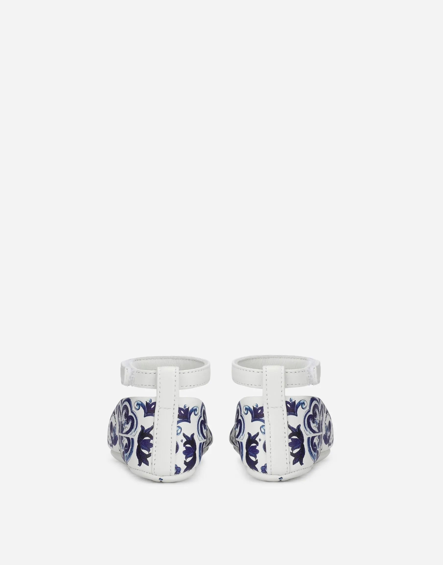 Nappa leather newborn ballet flats with majolica print