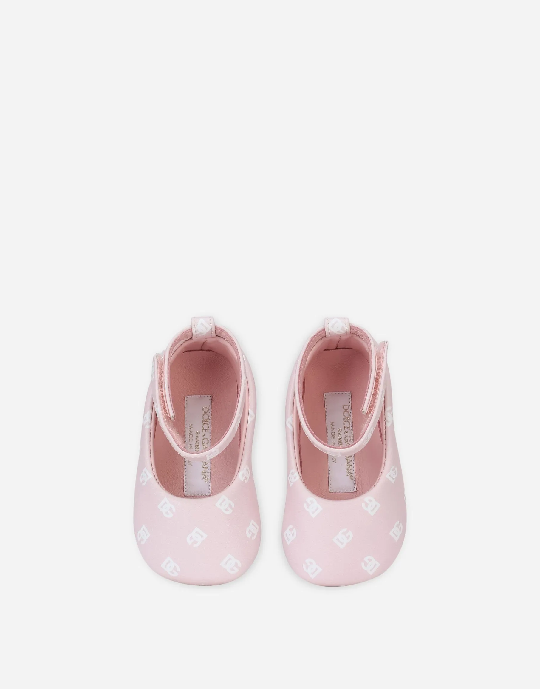 Nappa leather newborn ballet flats with DG-logo print