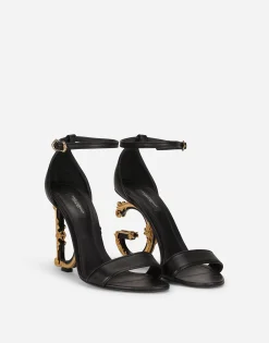 Nappa leather sandals with baroque DG detail