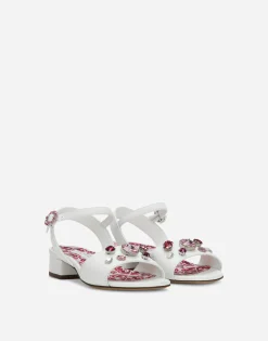 Nappa leather sandals with embroidery