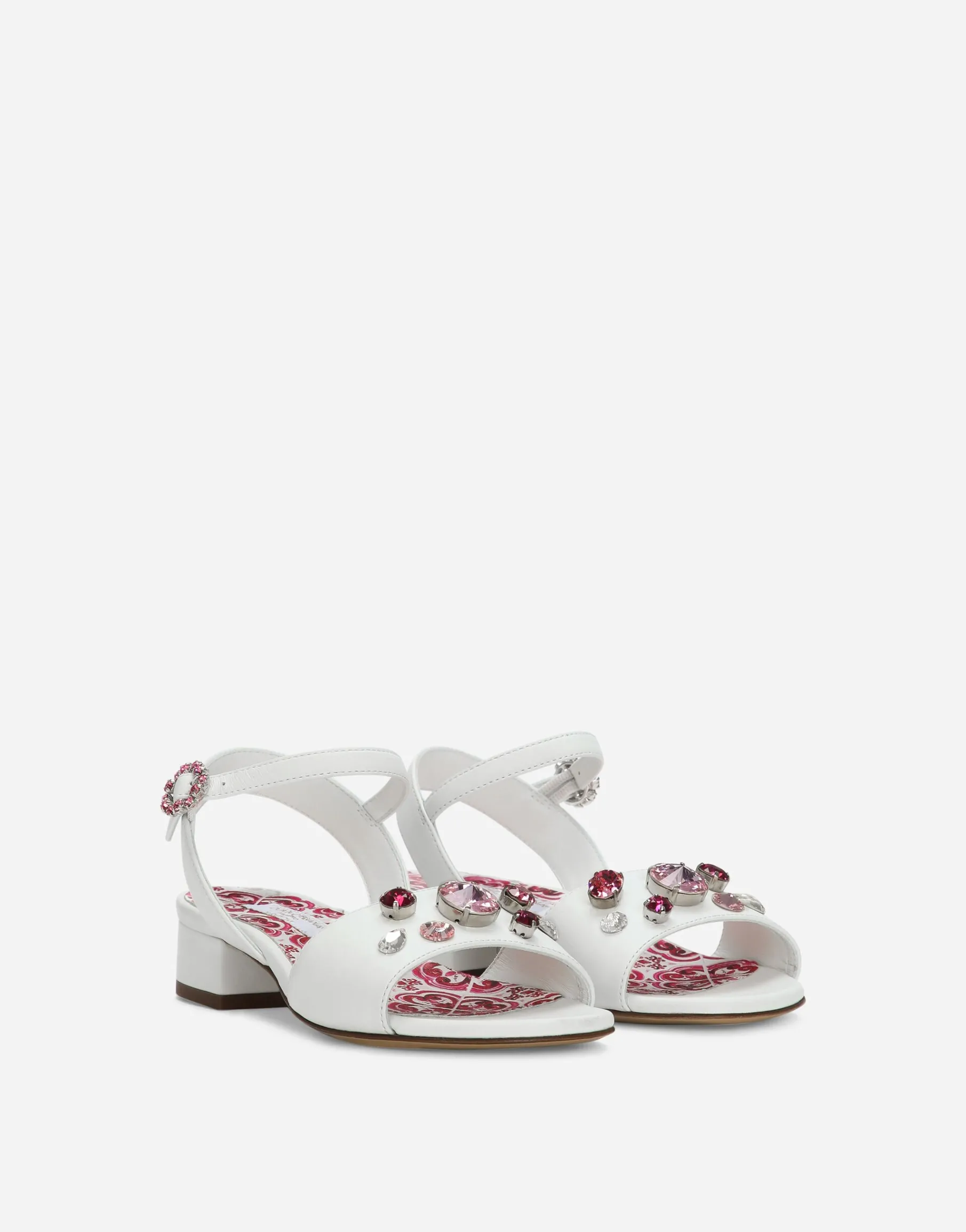 Nappa leather sandals with embroidery