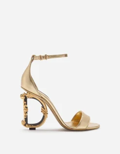 Nappa mordore sandals with baroque DG heel