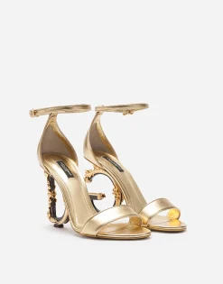 Nappa mordore sandals with baroque DG heel